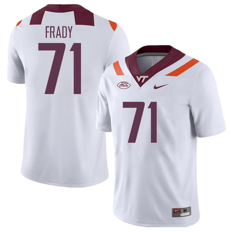 Men #71 Clayton Frady Virginia Tech Hokies College Football Jerseys Stitched Sale-White - Click Image to Close